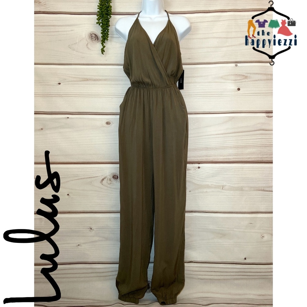 Lulu's Olive Green Jumpsuit L